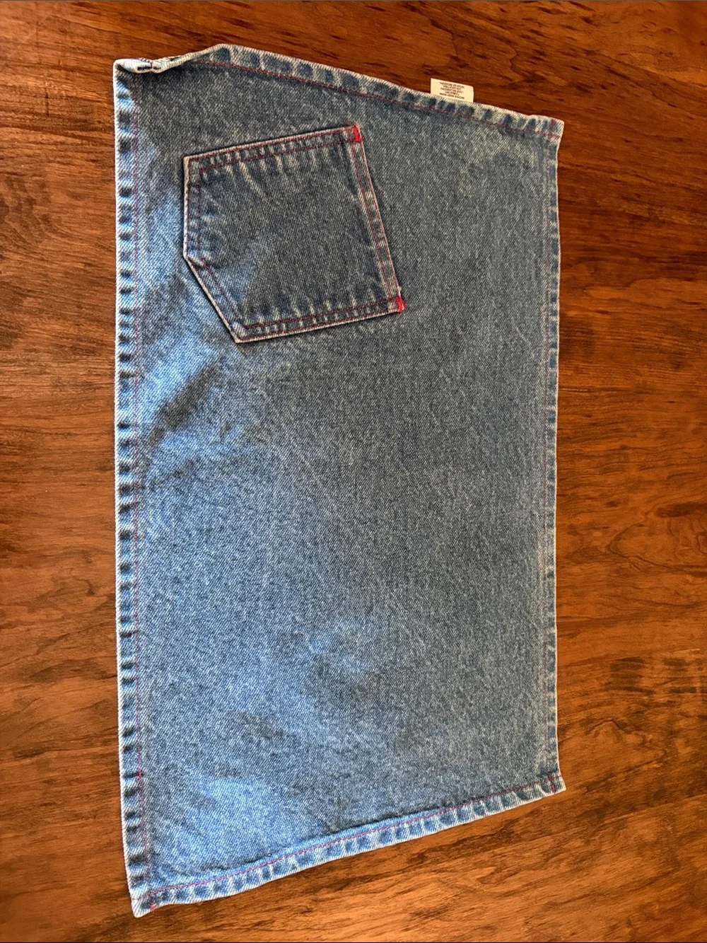 Blue Denim Table Runner with Pocket Accent